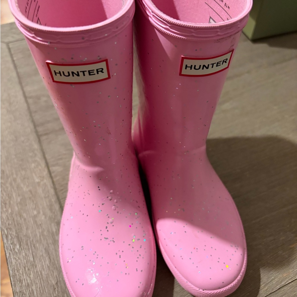 Hunter Kids Pink Glitter Rain Boots